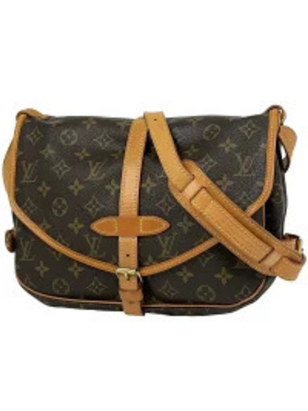 Louis Vuitton Monogram Canvas Crossbody with Tan Leather Trim
